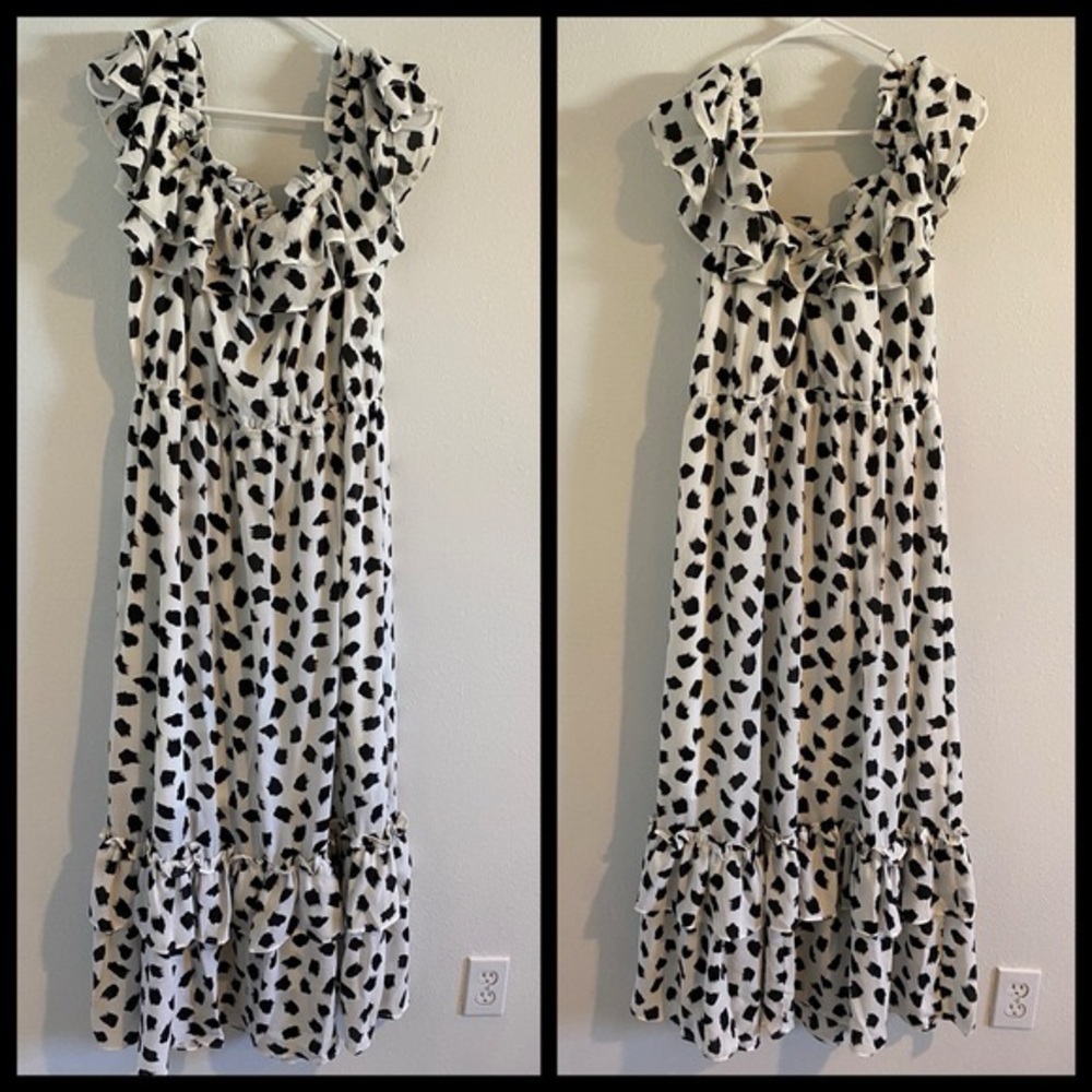 Black and White Ruffle Maxi Dress